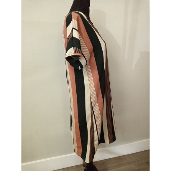 Emery Rose Black Tan Striped Mini Dress Size Small - Picture 4 of 6